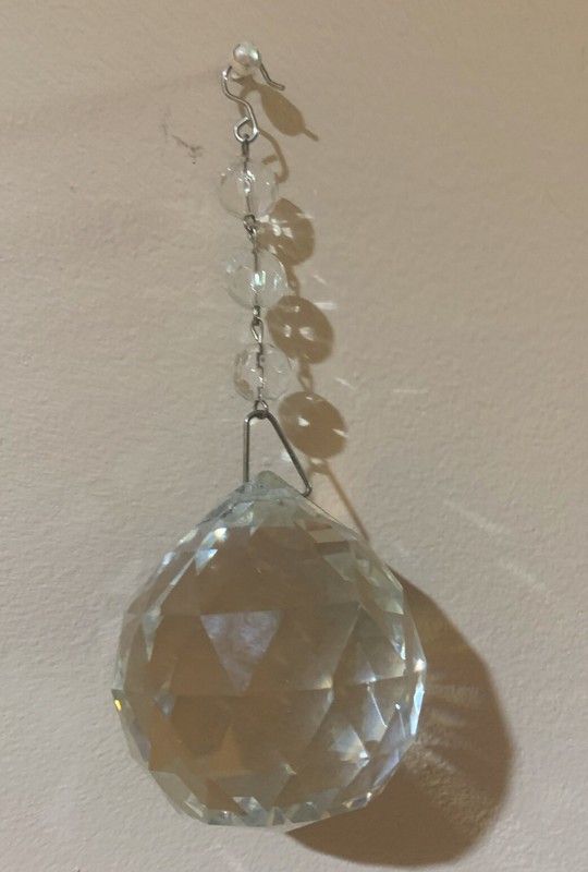 Vintage Crystal Ball Prism 2.25” Heavy Faceted Glass Chandelier Ornament