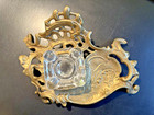 Antique Solid Brass Ornate Ink Well, 7 x 5 x 3/4",  SEE IMAGES! — photo 1