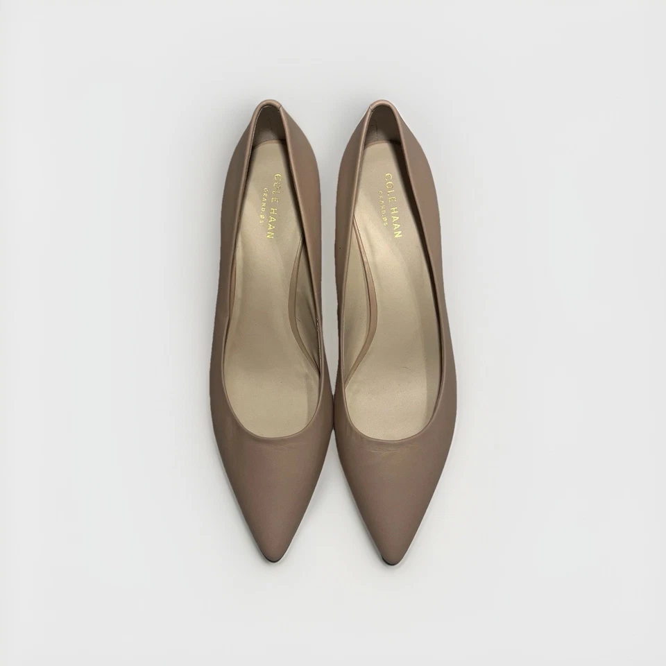 Cole Haan женщин 9 B бежевый кожаный острый котенок каблуки новый без коробки водонепроницаемый - Изображение 3 из 4