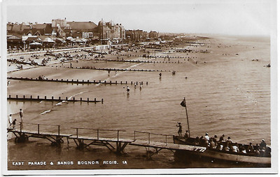Bognor Regis, W Sussex - East Parade, Sands, Steg - schöne RP Postkarte um 1920