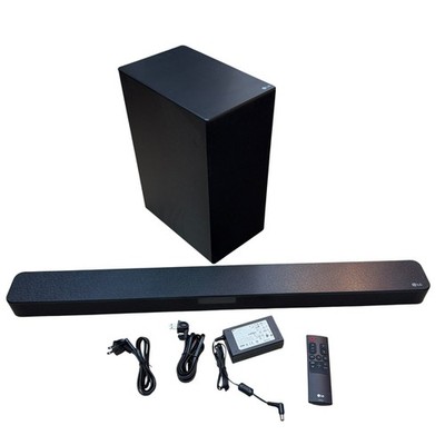 LG SN5A Wireless Soundbar with Subwoofer SPN5BM-W Remote and Power Cords
