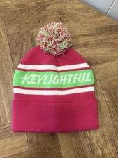Keystone Light Women’s Pink Winter Hat With Pom Pink Green White NWOT #166