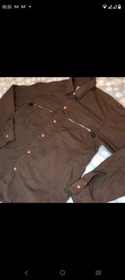 Vintage MOSHINO Jeans Made In Italy braunes Hemd mit orangen Akzenten