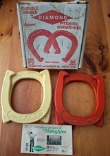 Vtg Official Diamond Double Ringer Pitching Horseshoe Set w/ Box 2 1/2 LBS