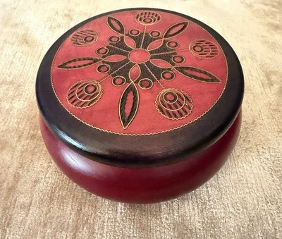 Village House Wooden Trinket/Jewelry Box Round Hand Carved Made In Poland