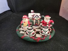 11 Piece Miniature Santa Claus And Mrs Claus Tea Set