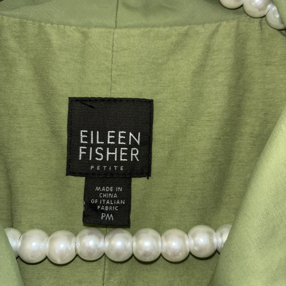 Eileen Fisher 女式中号 PM 基础绿色秋季过渡波西米亚专业 — 第 4/4 张图片