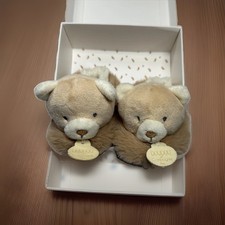 Doudou et Compagnie Baby Booties 0-6M Beige Plush Slippers Made in France