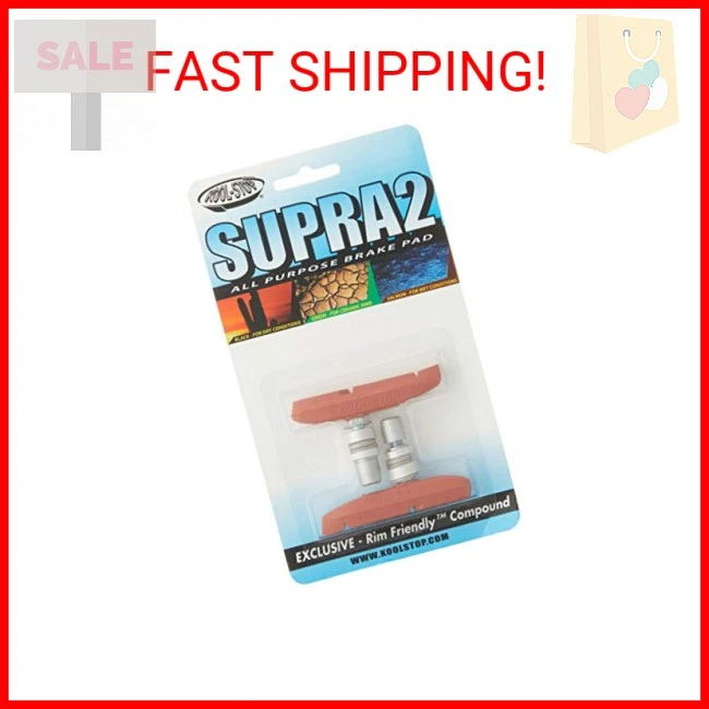 Kool-Stop Supra 2, almohadillas de tracción lineal, postes roscados, salmón, par Foto 2 de 2