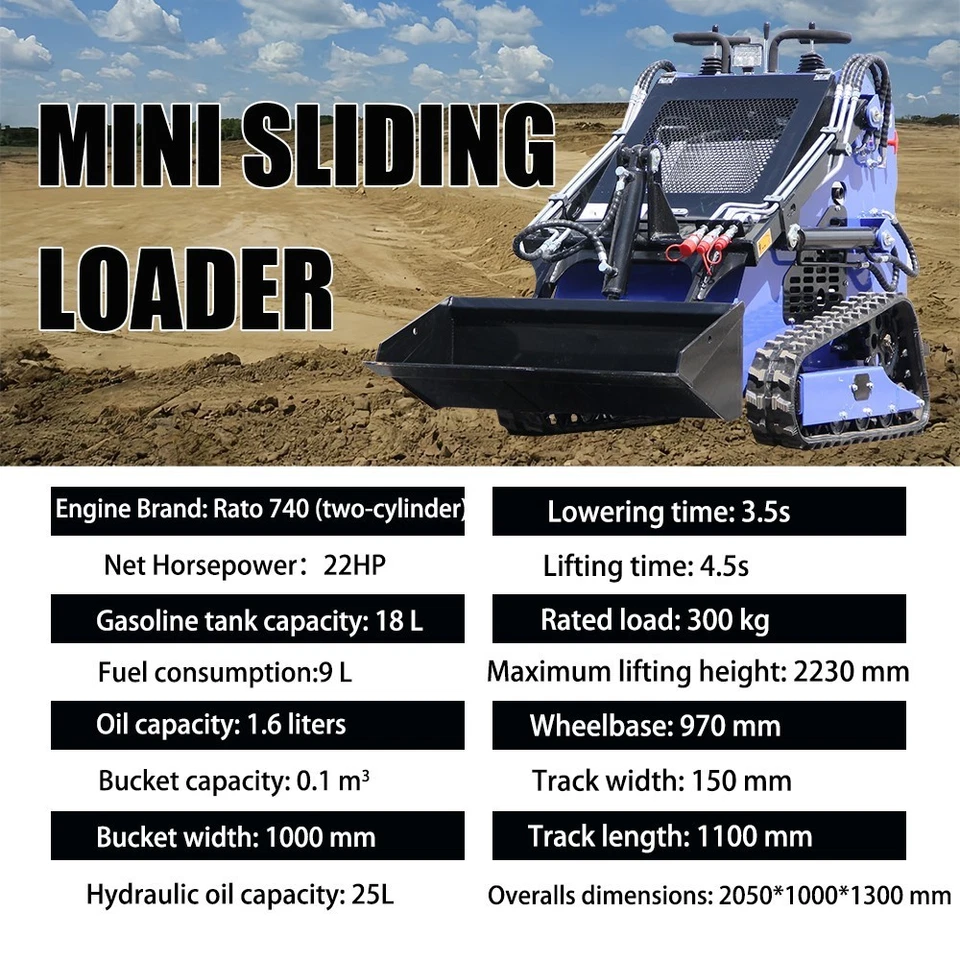 ENVÍO GRATUITO Mini Skid Streer Cargador de Orugas-22Hp-Motor de Gas de Dos Cilindros, EPA Foto 2 de 4