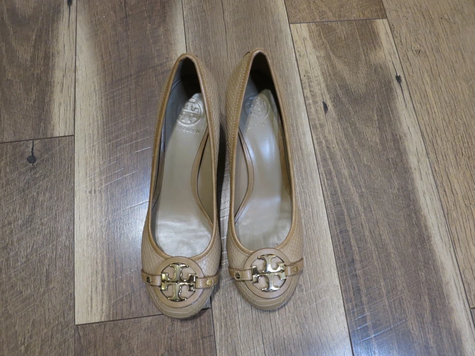 Tory Burch Women's Walnut Aaden Mid Heel Snake Print Leather Pump Sz 11 M - Image 2 of 4