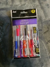 Jot Stylos 0.7mm Gel Pens Soft Grip Multicolor Ink, Pack of 8