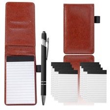 Camelmother 10Pcs Pocket Notepad Holder Set Notebook 3 x 5 Inch With Pen Brown
