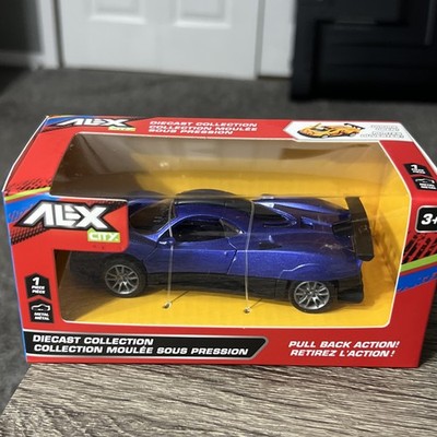 New Alex City Purple Die Cast Model Toy Car - Pull Back Action - Doors Open B
