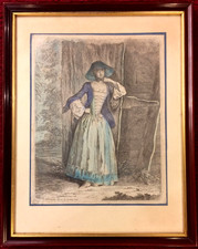 Kupferstich Daniel Nikolaus Chodowiecki: Eine stehende Dame (Demoiselle Quantin)