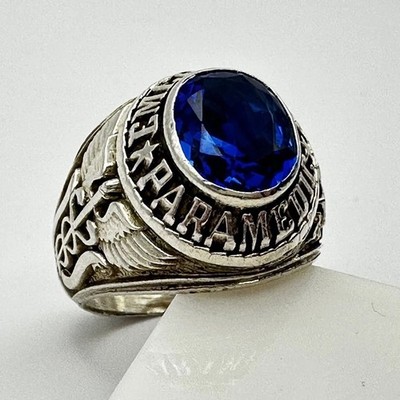 Notfall Sanitäter EMS 925 Sterling Silber Saphir First Responder Ring Gr. 10
