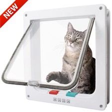 4 Way Pet Door Cat Puppy Dog Magnetic Lock Lockable Flap Door Frame Magnetic ABS