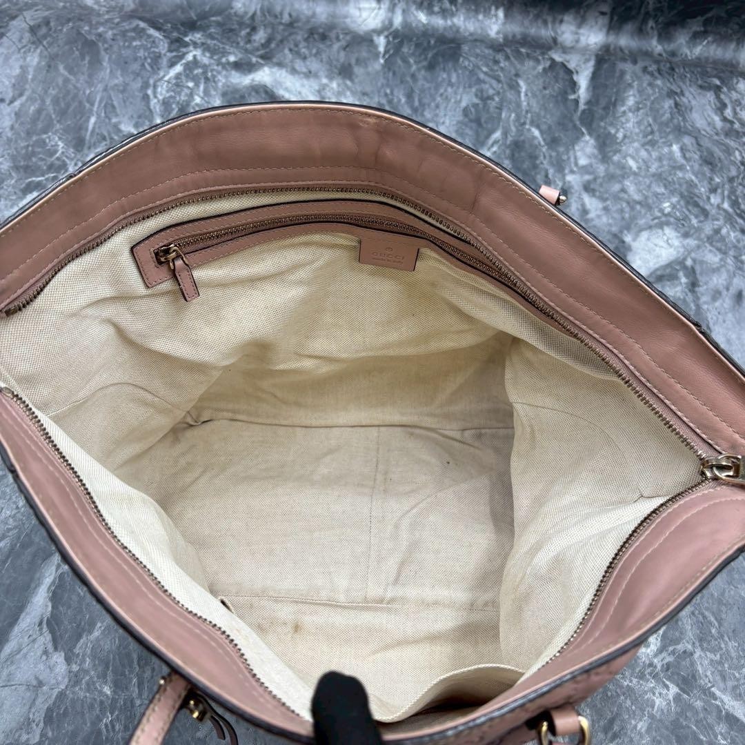 GUCCI GG Tote Bag Pink Leather Large Capacity Unisex Authentic thumbnail 5