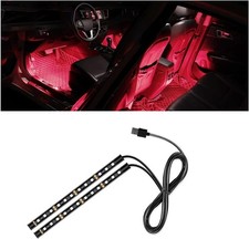 Universal Car USB LED Strip Light 12V, 24LED RGB Under Dash Ambient Lamp Red