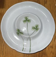 Shamrocks By Marcus Notley Ireland 2006 Green Clovers 12” Chip And Dip Server