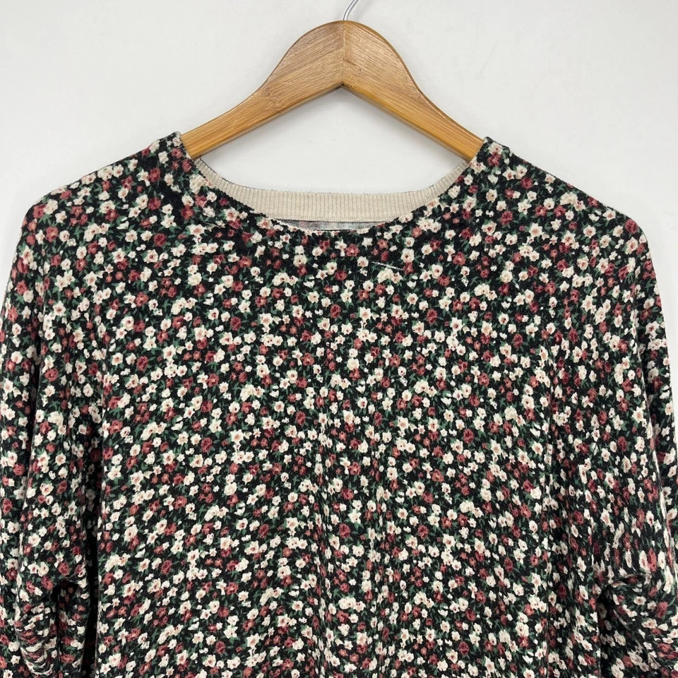 Volcom Sweater Women's Size L Multicolor Floral Print Crew Neck Viscose Blend - Image 2 of 4
