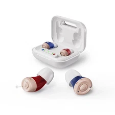 JINGHAO 1 Pair Mini Hearing Aids Rechargabl In Ear Sound Amplifier Enhancer US