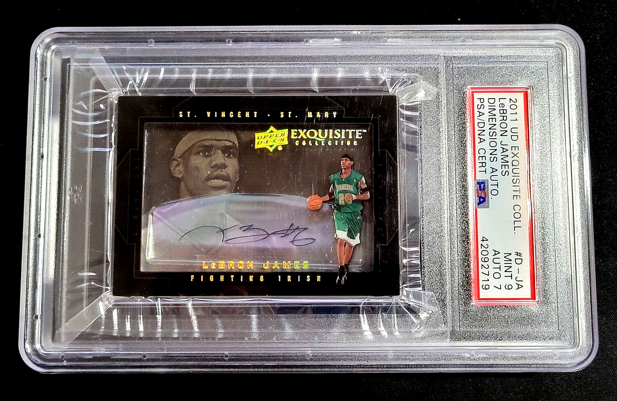 PSA 9 MINT LEBRON JAMES AUTO 2011 UD EXQUISITE DIMENSIONS