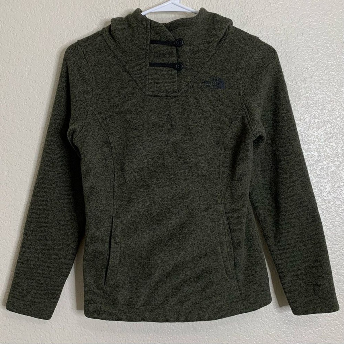 The North Face Girls Size 10-12 Green Heather Fleece Hooded