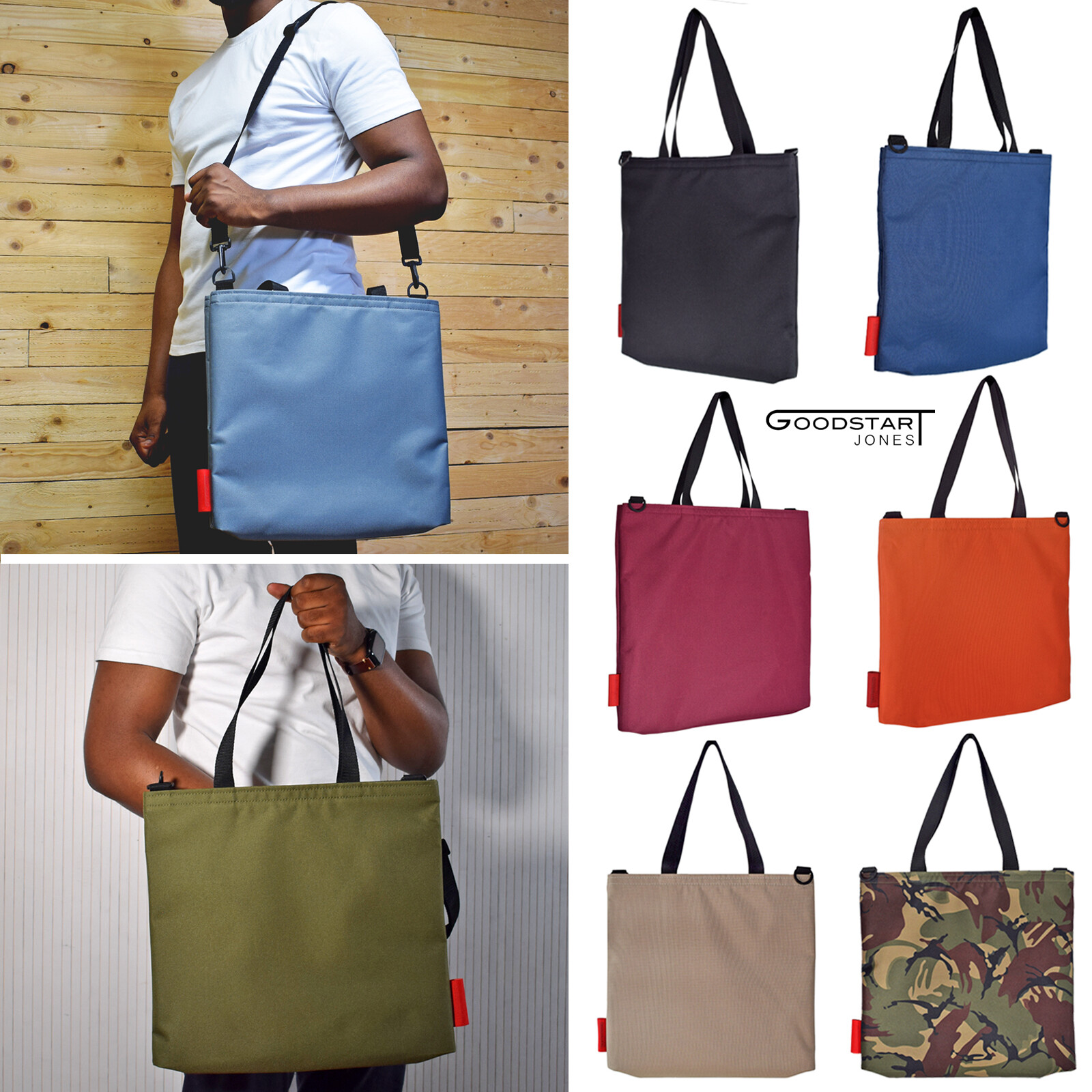 Bolso de Mano con Cremallera Compras Trabajo Viaje Resistente al Agua y Correa para el Hombro 35x35cm