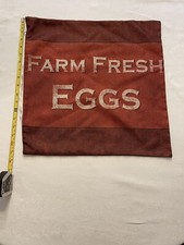 Farmhouse Pillow Cover  17 by 17  FARM FRESH EGGS Dark Red