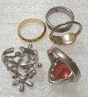 Rings red stone, gold tone band, inlay stones, pink crystals size 8. ALL 5 rings — photo 5