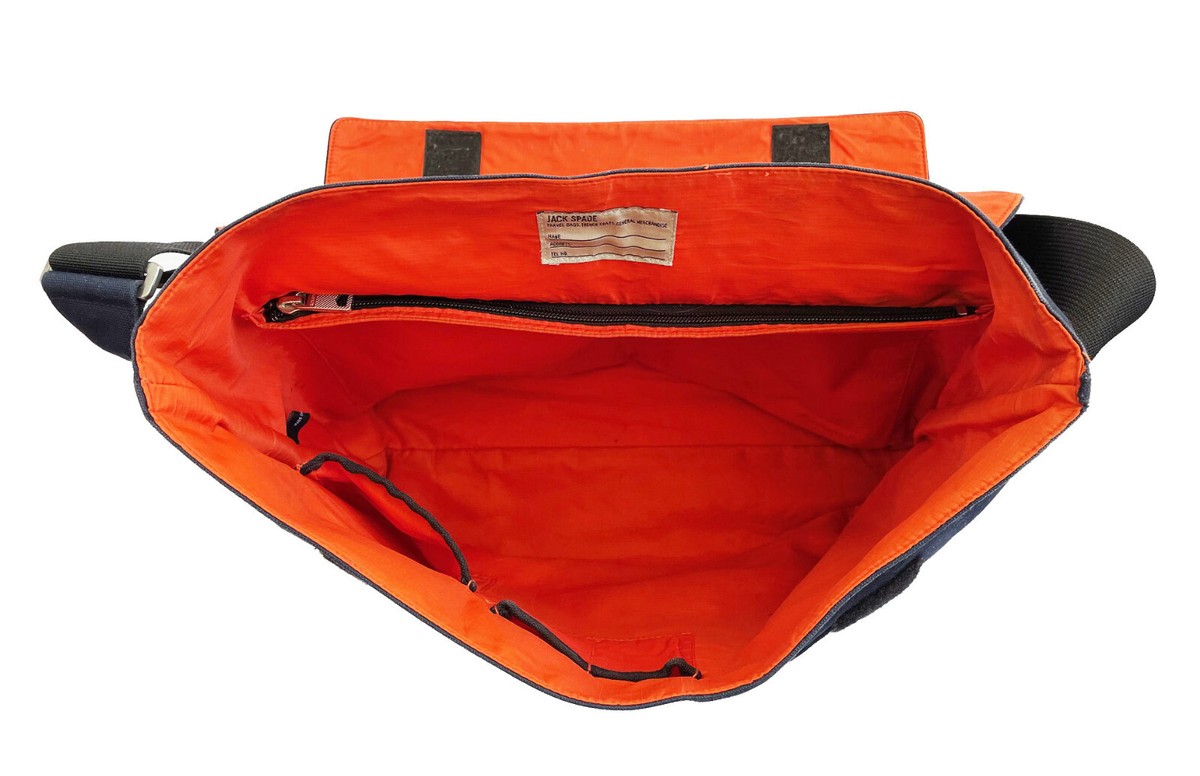 JACK SPADE Large Messenger Bag Navy Canvas Crossbody 18