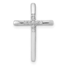 14k White Gold .03ct. Diamond Cross Chain Slide Perfect Gift for Her