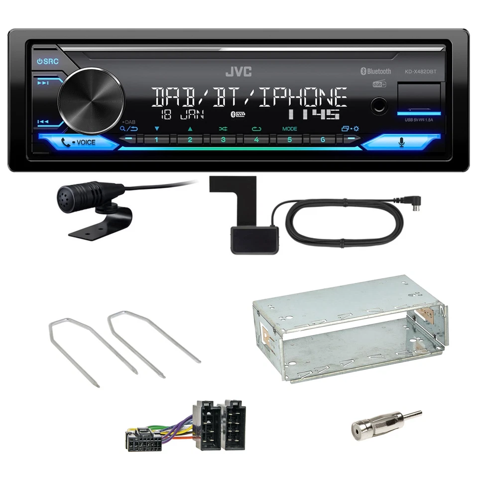 JVC KD-X482DBT Bluetooth DAB Einbauset für Dacia Logan Sandero bis 2011 - Bild 1 von 1