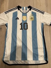 2022 Argentina World Cup Champions Home Jersey Messi Size Large IB3597