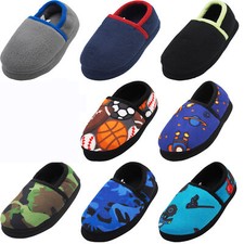 Norty Toddler Boy's Kids Fleece Memory Foam Slip On Indoor Slippers Shoe