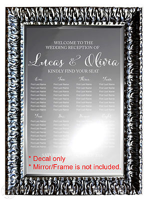 Custom Wedding Table Seating Chart Plan Sticker Vinyl Decal Sign Removable