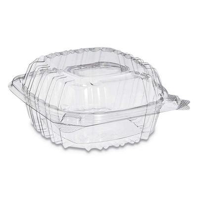 ClearSeal Plastic Hinged Container, Large, 9x9-1/2x3, Clear, 100/Bag