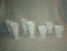 Anchor Hocking Vintage White Milk Glass Goblets, Cups Grapevine Set Of 7