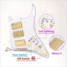 Guitar Prewired Loaded Pickguard with Coil Splitting Alnico 5 Humbucker Pickups