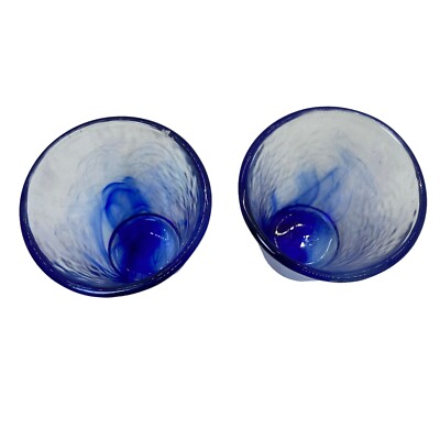 2 Bormioli Rocco Art Glass Cobalt Blue Swirl Clear Glasses | eBay
