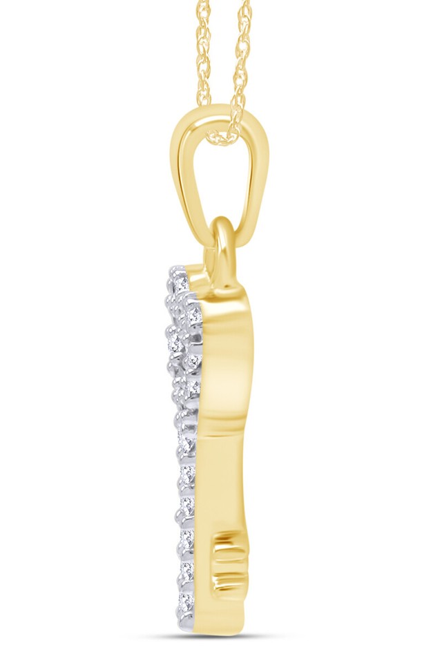 Key Pendant Round Cut VVS1 Moissanite 10K Solid Gold 18
