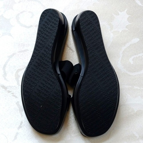 Calvin Klein Yessica Womens Wedge Slide Sandals Black Silver Grommets Size 7.5 M - Picture 4 of 12