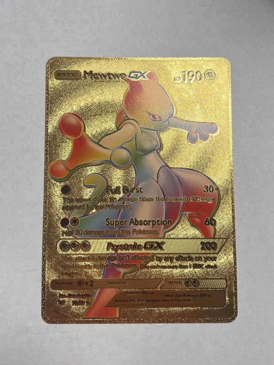 Gold Foil Mewtwo VMAX Rainbow Fan Art Display Vmax Card 190HP NM/M