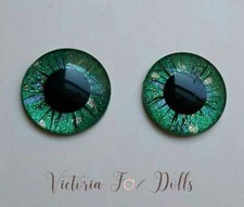 Blythe Doll Metallic Eyechips Emerald Green Eye Chips 14mm Custom Furby Ooak Bjd