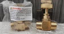 LOT OF 2 PIC GAUGE NV-B-1/4-FXF  BRASS NEEDLE VALVE 1/4" FNPT X 1/4" FNPT NEW