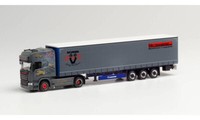 "Herpa 313483 Scania R´13 Ti Gardinenplasattelzug \"Hp Transped\" Ho 1:87 Neu"