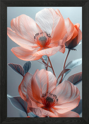 Zwei Kristall rosa Blumen gerahmtes Wandbild Poster Leinwanddruck Bild