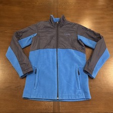 Columbia Full Zip Fleece Jacket, Youth Boys Lg 14-16, Blue, Nylon Patches Winter