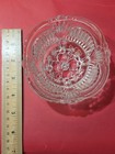 Pressed glass candy dish , 4-footed, 4-clover base,  ribbed  fountain design — photo 1